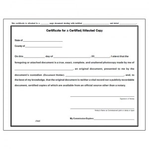Attested Copy Certificate Pad