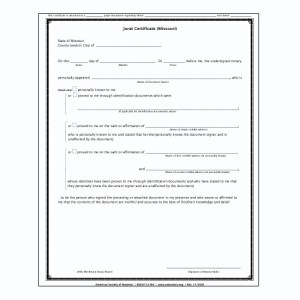 Missouri Oath/Affirmation (Jurat) Certificate Pad