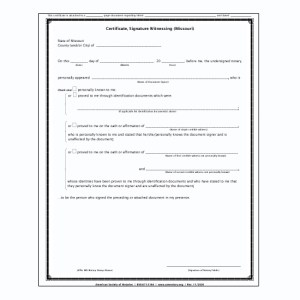 Missouri Certificate of Copy Certification Pad