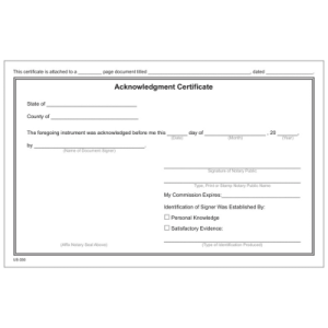 Acknowledgement Certificate Pad